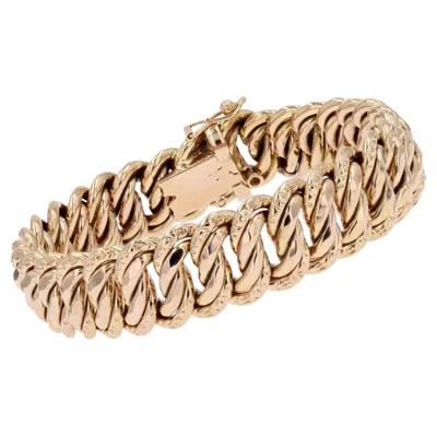 Pre-owned 1stdibs French 1950s 18 K Rose Gold Curb Mesh Retro Bracelet In Red
