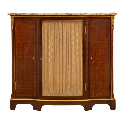 Pre-owned 1stdibs French 19th Century Louis Xv St. Tulipwood, Kingwood, Ormolu And Marble Vitrine In Brown