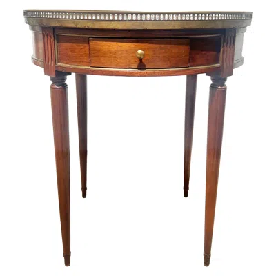 Pre-owned 1stdibs French 19th Century Louis Xvi Mahogany Oval Bouillotte Marble Top Side Table In Brown