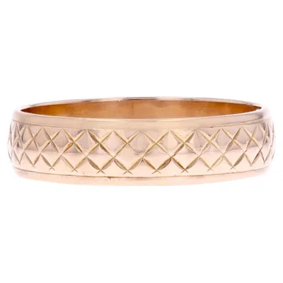 Pre-owned 1stdibs French 20th Century 18 Karat Rose Gold Chiseled Large Ring In Red