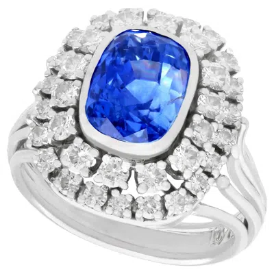 Pre-owned 1stdibs French 5.40 Carat Ceylon Sapphire 1.45 Carat Diamond White Gold Cluster Ring