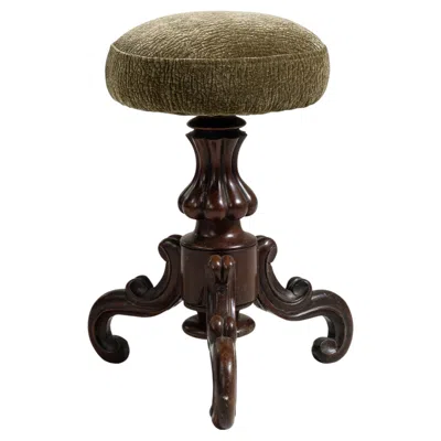 Pre-owned 1stdibs French Antique Swivel Piano Stool, Wood, Adjustable, 19th Century In Brown