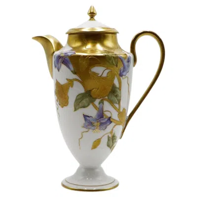 Pre-owned 1stdibs French Art Nouveau Hand-painted Porcelain Chocolate Pot France, Circa 1900–1920 In Brown