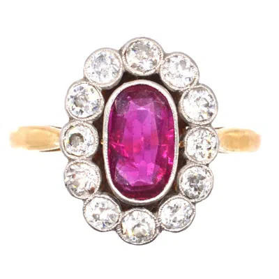 Pre-owned 1stdibs French Belle Epoque Certificated Unheated Burma Ruby And Diamond Cluster Ring In Multi