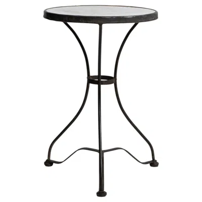 Pre-owned 1stdibs French Bistro Table With Marble Top In Black