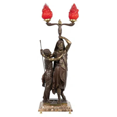 Pre-owned 1stdibs French Bronze Patinated Table Lamp By Huzel Et Fils, Circa 1860 In Gold