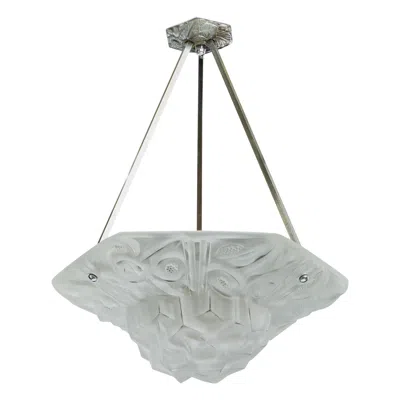 Pre-owned 1stdibs French Designer, Pendant Light, Glass, Metal, France, 1930s In Transparent