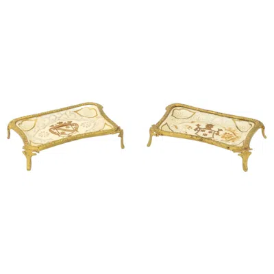 Pre-owned 1stdibs French Gilt Metal And Porcelain Trinket Dishes, 2 In Gold