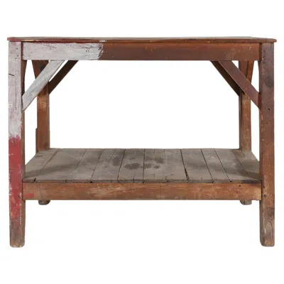 Pre-owned 1stdibs French Industrial Console Table In Solid Wood, 1920s In Brown