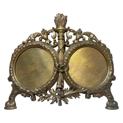 Pre-owned 1stdibs French Louis Xvi Style Ormolu Double Portrait Frame With Easel Back, 19th C. In Gold