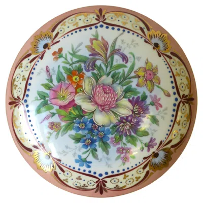 Pre-owned 1stdibs French Porcelain Jewelry Box With Flowers In Gray