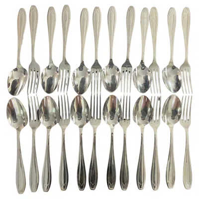 Pre-owned 1stdibs French Silverplated Art Deco Spoon And Fork Set Of 24