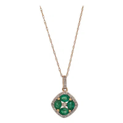 Pre-owned 1stdibs Freya 10k Yellow Gold Emerald And Diamond Necklace – Elegant Gemstone Necklace