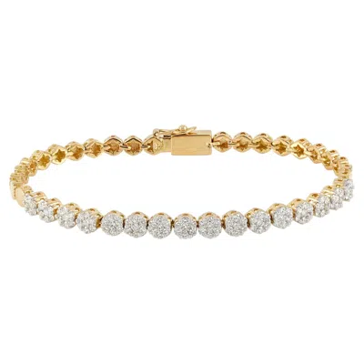 Pre-owned 1stdibs G Color Si Diamond 14k Gold Tennis Delicate Bracelet Fine Jewelry Unisex 7" In Multi