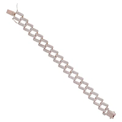 Pre-owned 1stdibs G Color Si Diamond 14k Rose Gold Miami Cuban Link Chain Bracelet Fine Jewelry In Red