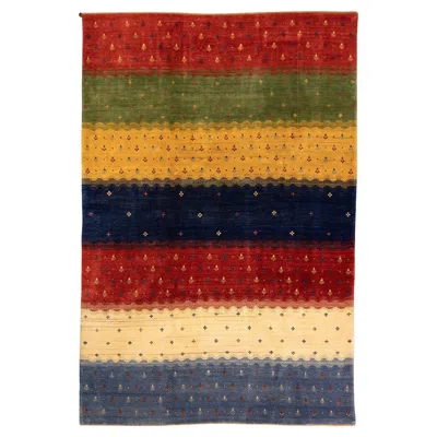 Pre-owned 1stdibs Gabbeh Rug Colorful Striped Pattern In Brown