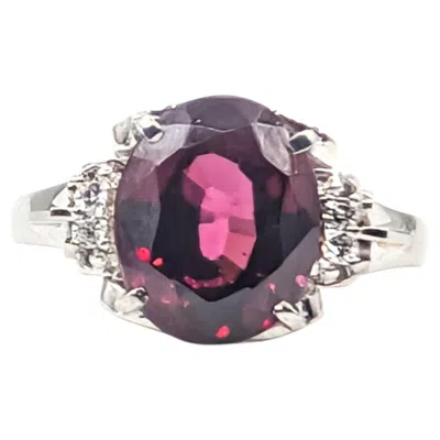 Pre-owned 1stdibs Garnet And Diamond Openwork Ring In 900 Platinum In Multi