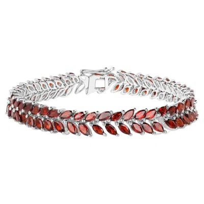 Pre-owned 1stdibs Garnet Bracelet 18.4 Carats 18k White Gold Plated Silver