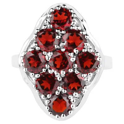Pre-owned 1stdibs Garnet Cluster Ring 5.21 Carats Sterling Silver In Multi