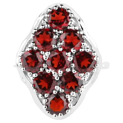 Pre-owned 1stdibs Garnet Cluster Ring 5.21 Carats Sterling Silver In Multi