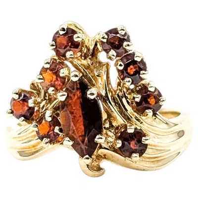 Pre-owned 1stdibs Garnet Cluster Ring In 14k Yellow Gold