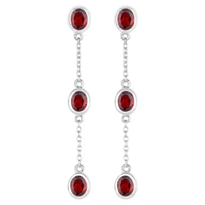 Pre-owned 1stdibs Garnet Earrings 2.68 Carats Sterling Silver In Multi