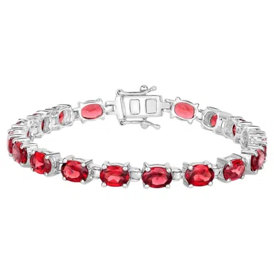 Pre-owned 1stdibs Garnet Tennis Bracelet 15.2 Carats Sterling Silver In Multi