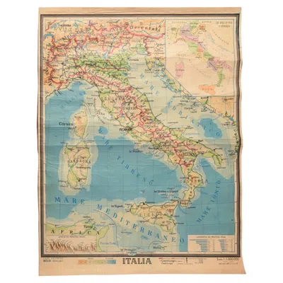 Pre-owned 1stdibs Geographical Map Of Italy, Pressed Paper Print, Mid-20th Century In Sand