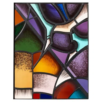 Pre-owned 1stdibs Geometric Style Stained Glass Panel By Goddard & Gibbs In Black