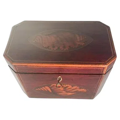 Pre-owned 1stdibs George Iii Mahogany Tea Caddy With Cut Corners And Two Conch Shell Inlays In Brown