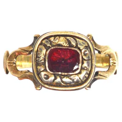 Pre-owned 1stdibs Georgian 15ct Gold Garnet Reposséd Ring With A B Engraved On Back In Multi