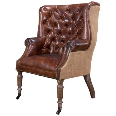 Pre-owned 1stdibs Georgian Barrel Back Jute Wingchair In Brown