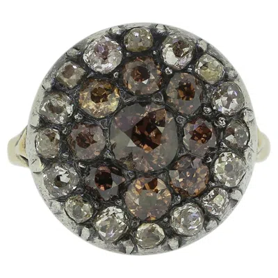 Pre-owned 1stdibs Georgian Brown And White Diamond Cluster Ring