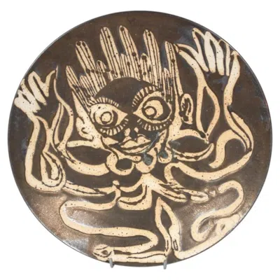 Pre-owned 1stdibs Gerhard Schwarz. Stoneware Dish Partially Glazed In Copper Brown. Unique