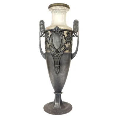 Pre-owned 1stdibs German Neoclassical Amphora Jar Vase In Pewter And Glass, 1900s In Transparent