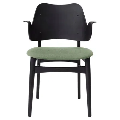Pre-owned 1stdibs Gesture Chair Canvas Black Beech Sage Green By Warm Nordic
