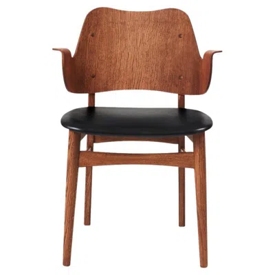 Pre-owned 1stdibs Gesture Chair Teak Oiled Oak Black Leather By Warm Nordic