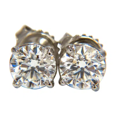 Pre-owned 1stdibs Gia 1.80 Carat Natural Round Brilliant Diamond Stud Earrings Platinum Ideal* In Multi