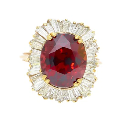 Pre-owned 1stdibs Gia Certified 10.40 Carat Red Zircon & Diamond Ballerina Cocktail Ring