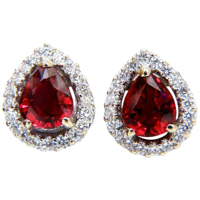 Pre-owned 1stdibs Gia Certified 1.19 And 1.28 Carat Natural Ruby Diamond Earrings 18karat Cluster* In Multi