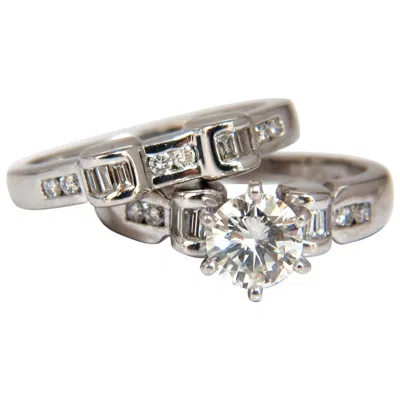 Pre-owned 1stdibs Gia Certified 1.40 Carat Round Diamond Ring And Matching Band Platinum H/vs* In Multi
