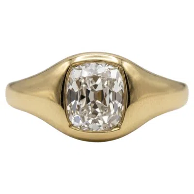Pre-owned 1stdibs Gia Certified 1.5 Carat Old Mine Cut Diamond Bezel Set Signet Ring In Multi