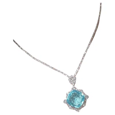 Pre-owned 1stdibs Gia Certified 16.84ct Paraiba Tourmaline Diamond Necklace In 18k Gold In Multi