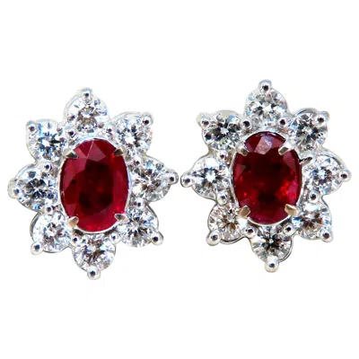 Pre-owned 1stdibs Gia Certified 3.77ct Natural Heat Ruby Diamond Cluster Earrings 14kt Unheated* In Multi