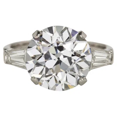 Pre-owned 1stdibs Gia Certified 4 Carat Old European Cut Diamond Three Stone Platinum Ring In Multi