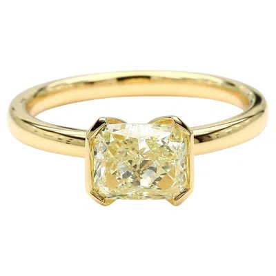 Pre-owned 1stdibs Gia Certified Natural Yellow Radiant Diamond 1.55 Carat Tw Gold Cocktail Ring