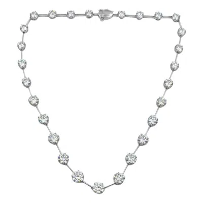 Pre-owned 1stdibs Gia-certified 34.48ct Round Diamond Tennis Necklace In 18k White Gold