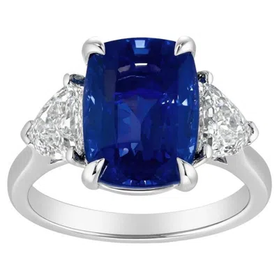 Pre-owned 1stdibs Gia-certified 6.36ct Blue Sapphire & Diamond Ring In Platinum