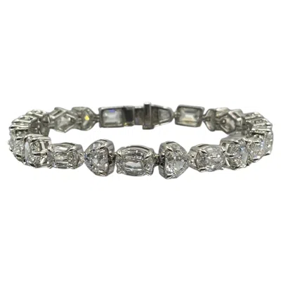 Pre-owned 1stdibs Gia-certified Platinum Mixed Shape Diamond Tennis Bracelet, 24.17ct In Multi