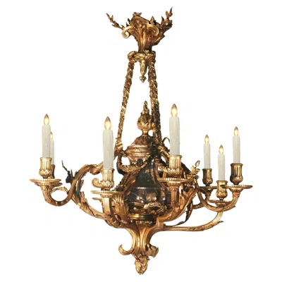 Pre-owned 1stdibs Gilt Bronze & Marble Chandelier In Gold